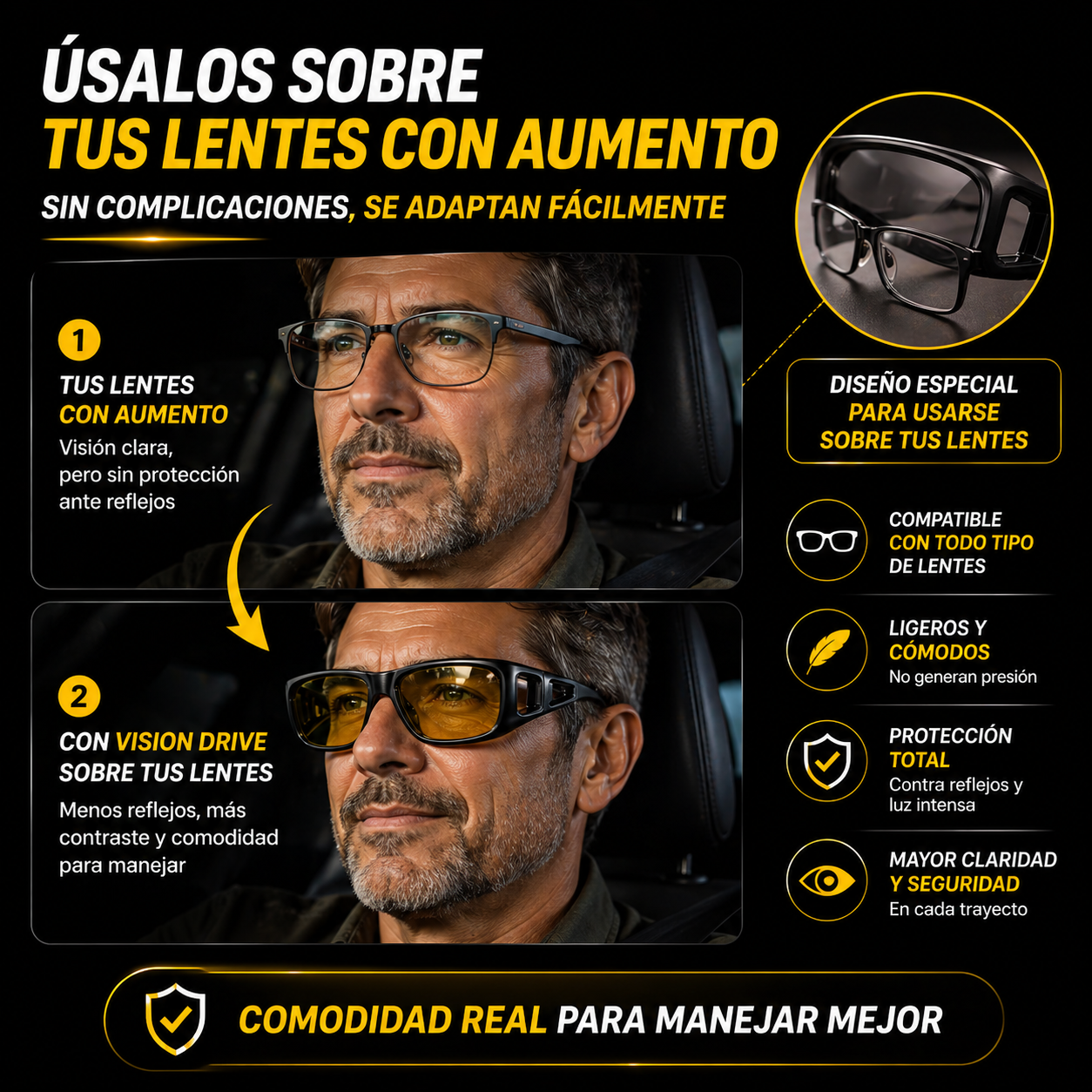 Vision Drive día y noche - Menos reflejos, más claridad