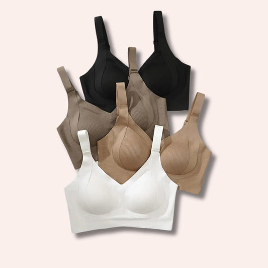 Sujetador sin aros ajustable de cuatro filas de color liso