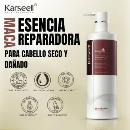 Karseell™ Champú de aceite de Argán y Maca, 💧HIDRATANTE Y ♨️REPARADOR PROFUNDO💃
