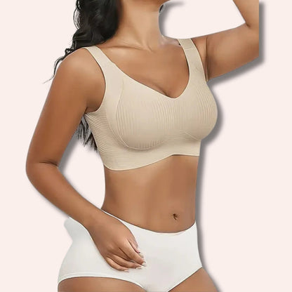 Sujetador sin aros ajustable de cuatro filas de color liso