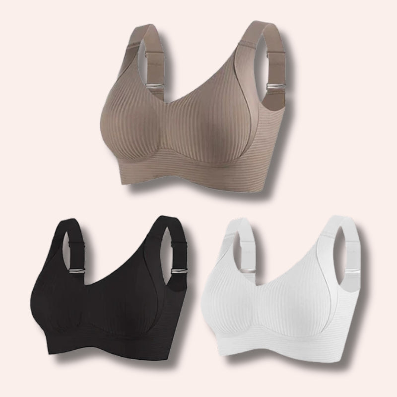 Sujetador sin aros ajustable de cuatro filas de color liso