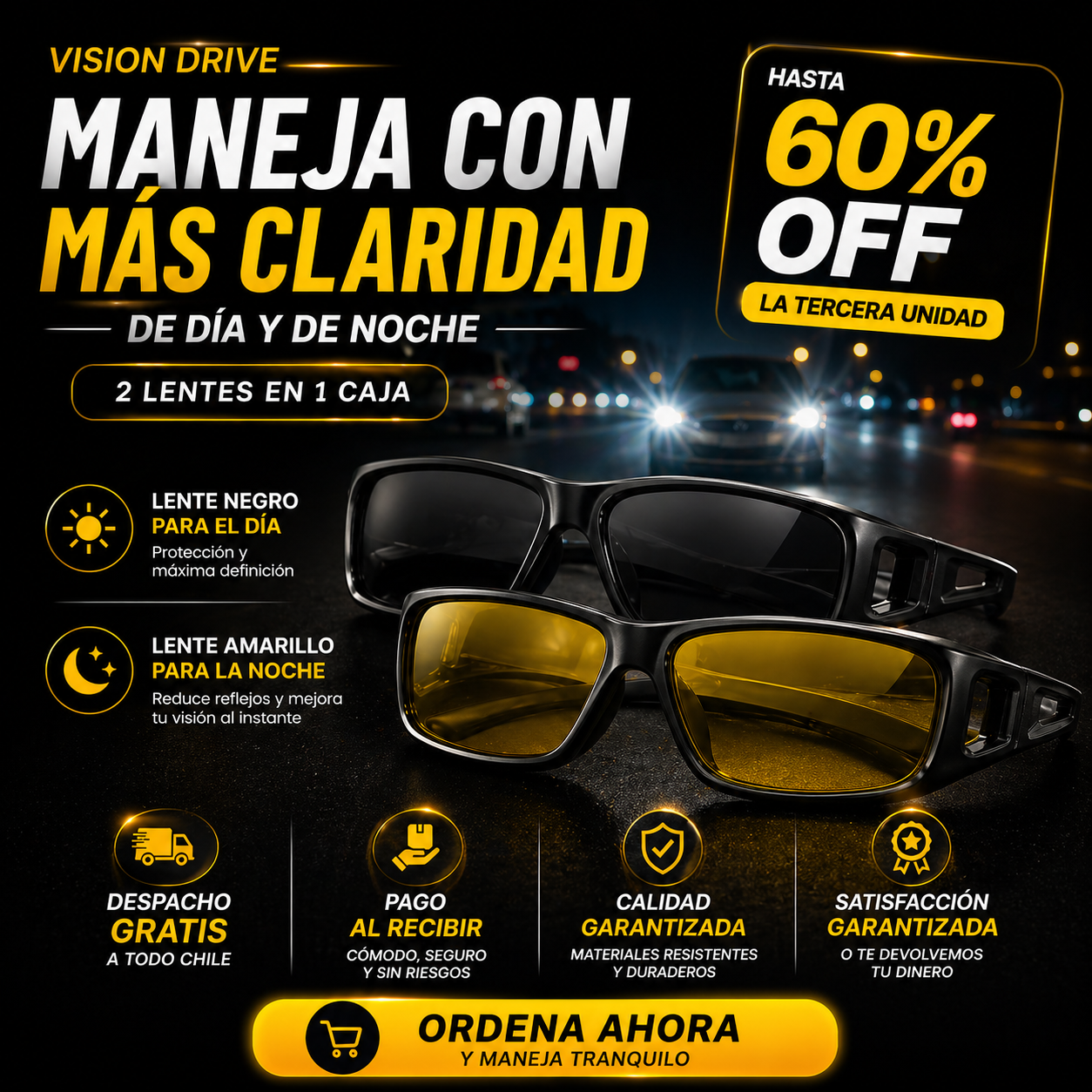 Vision Drive día y noche - Menos reflejos, más claridad