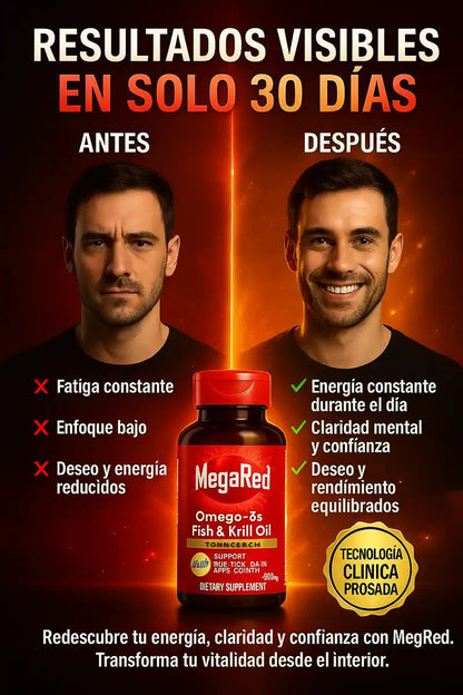 MegaRed Omega 3s® –Impulsa tu testosterona y energía natural con Aceite de Krill de alta pureza