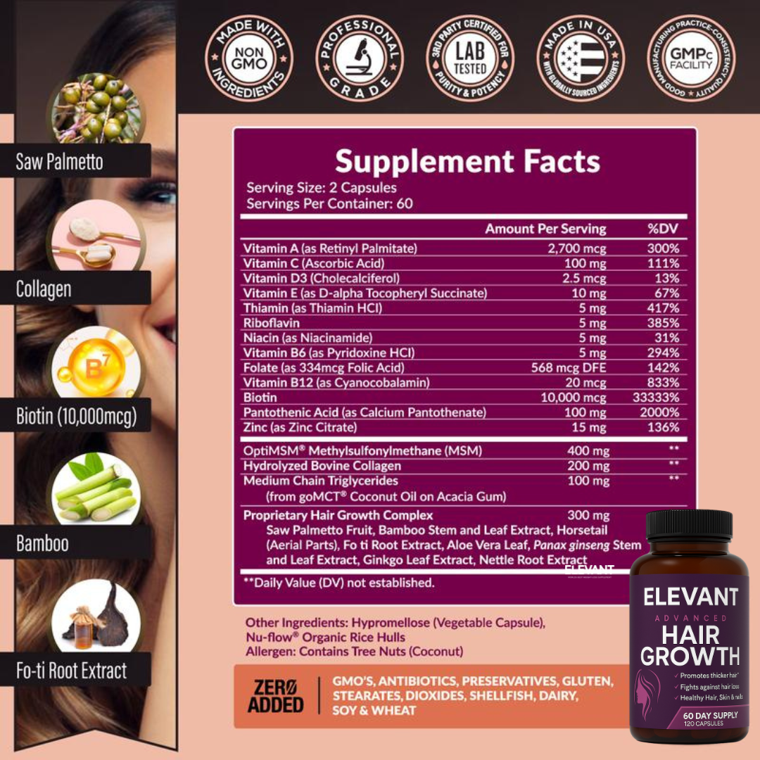Elevant™ - Vitaminas Capilares Premium