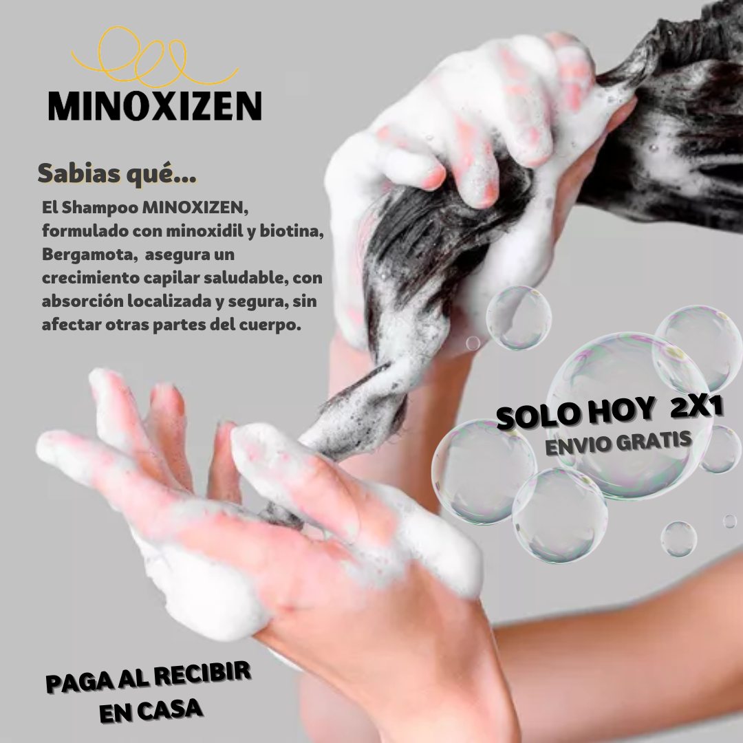 Minoxizen - Shampoo con Minoxidil, Biotina & Bergamota